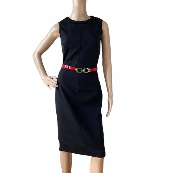 New D&G Dolce & Gabbana Black Sleeveless Velvet Trim Sheath Dress IT44/US8 - Picture 4 of 16